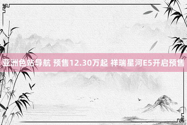 亚洲色站导航 预售12.30万起 祥瑞星河E5开启预售