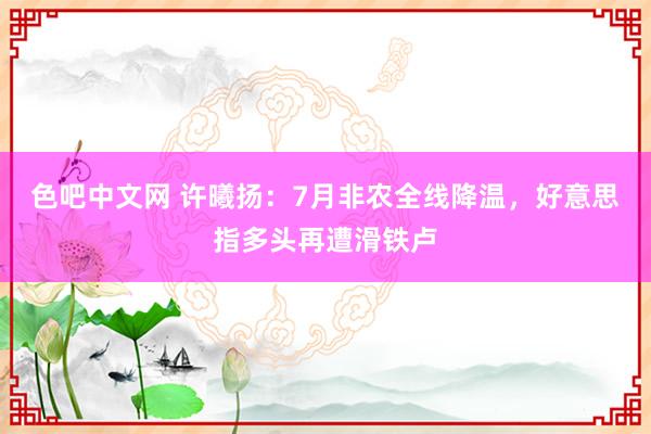 色吧中文网 许曦扬：7月非农全线降温，好意思指多头再遭滑铁卢