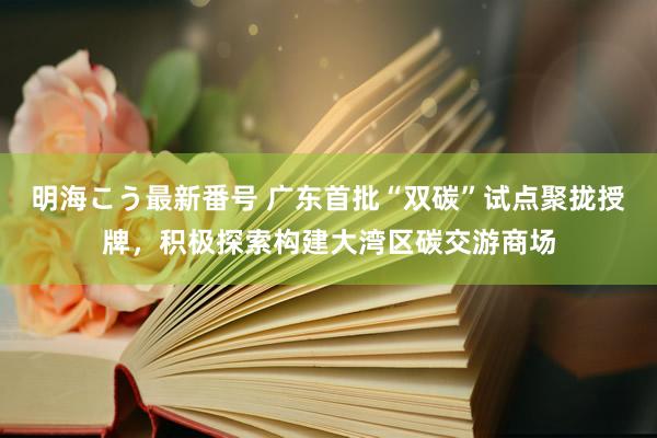 明海こう最新番号 广东首批“双碳”试点聚拢授牌，积极探索构建大湾区碳交游商场