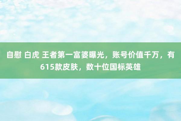 自慰 白虎 王者第一富婆曝光，账号价值千万，有615款皮肤，数十位国标英雄