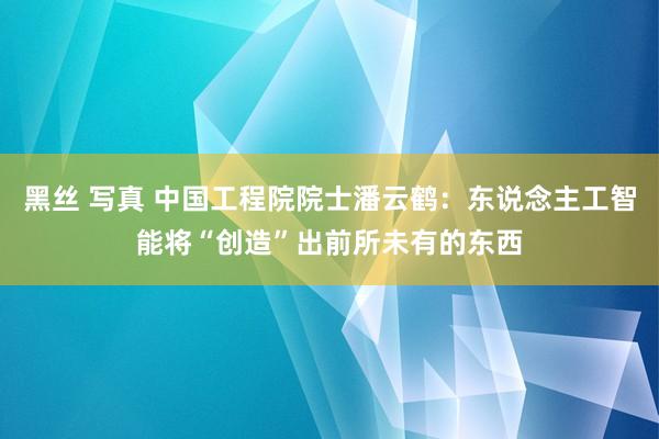 黑丝 写真 中国工程院院士潘云鹤：东说念主工智能将“创造”出前所未有的东西