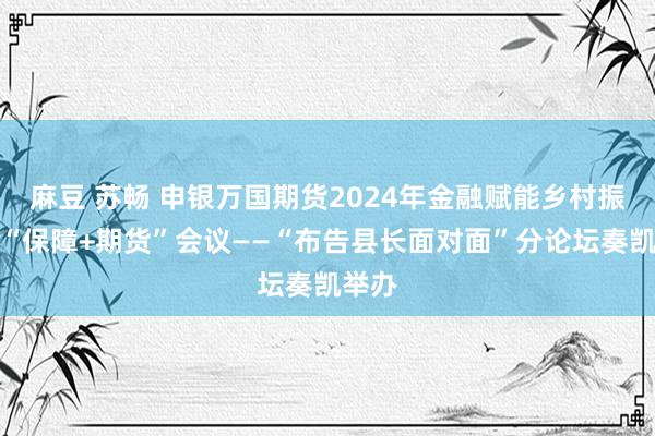 麻豆 苏畅 申银万国期货2024年金融赋能乡村振兴暨“保障+期货”会议——“布告县长面对面”分论坛奏凯举办